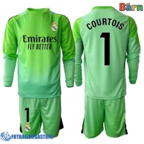 Fotballdrakt Barn Real Madrid Thibaut Courtois #1 Keeper Bortedraktsett 2025-26 Langermet (+ Korte bukser)
